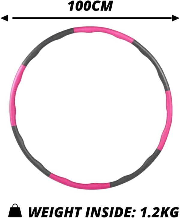 GadgetZone Durable 8 Pieces Foam Padded 1.2KG Weighted Hula Hoop Fitness Exercise Equipment - Portable, Compact and Light Weight Personal Gym Workout Hula Hoops for Adults Exercise - (100cm Width) - Image 3