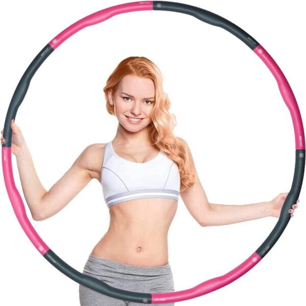GadgetZone Durable 8 Pieces Foam Padded 1.2KG Weighted Hula Hoop Fitness Exercise Equipment - Portable, Compact and Light Weight Personal Gym Workout Hula Hoops for Adults Exercise - (100cm Width)