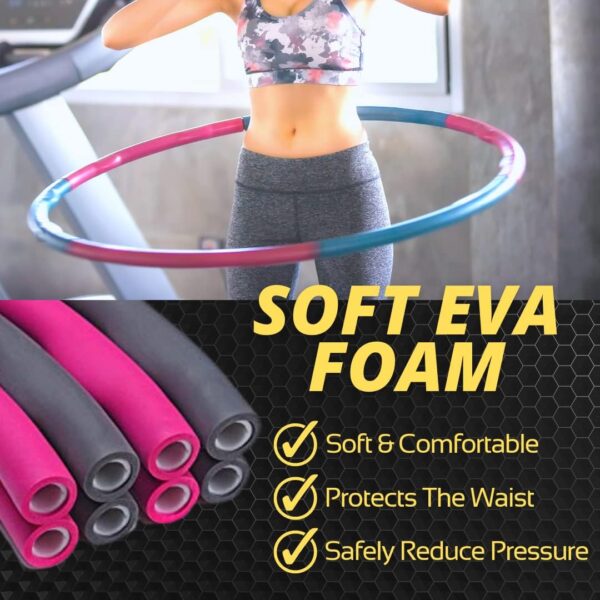 GadgetZone Durable 8 Pieces Foam Padded 1.2KG Weighted Hula Hoop Fitness Exercise Equipment - Portable, Compact and Light Weight Personal Gym Workout Hula Hoops for Adults Exercise - (100cm Width) - Image 6