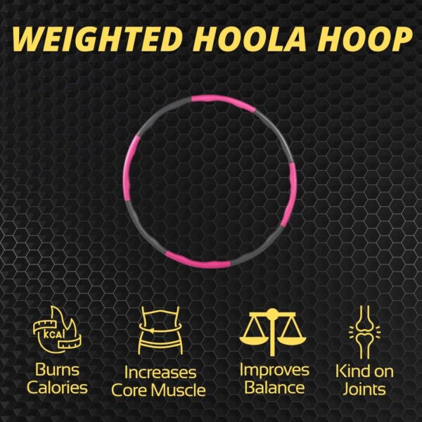 GadgetZone Durable 8 Pieces Foam Padded 1.2KG Weighted Hula Hoop Fitness Exercise Equipment - Portable, Compact and Light Weight Personal Gym Workout Hula Hoops for Adults Exercise - (100cm Width) - Image 8
